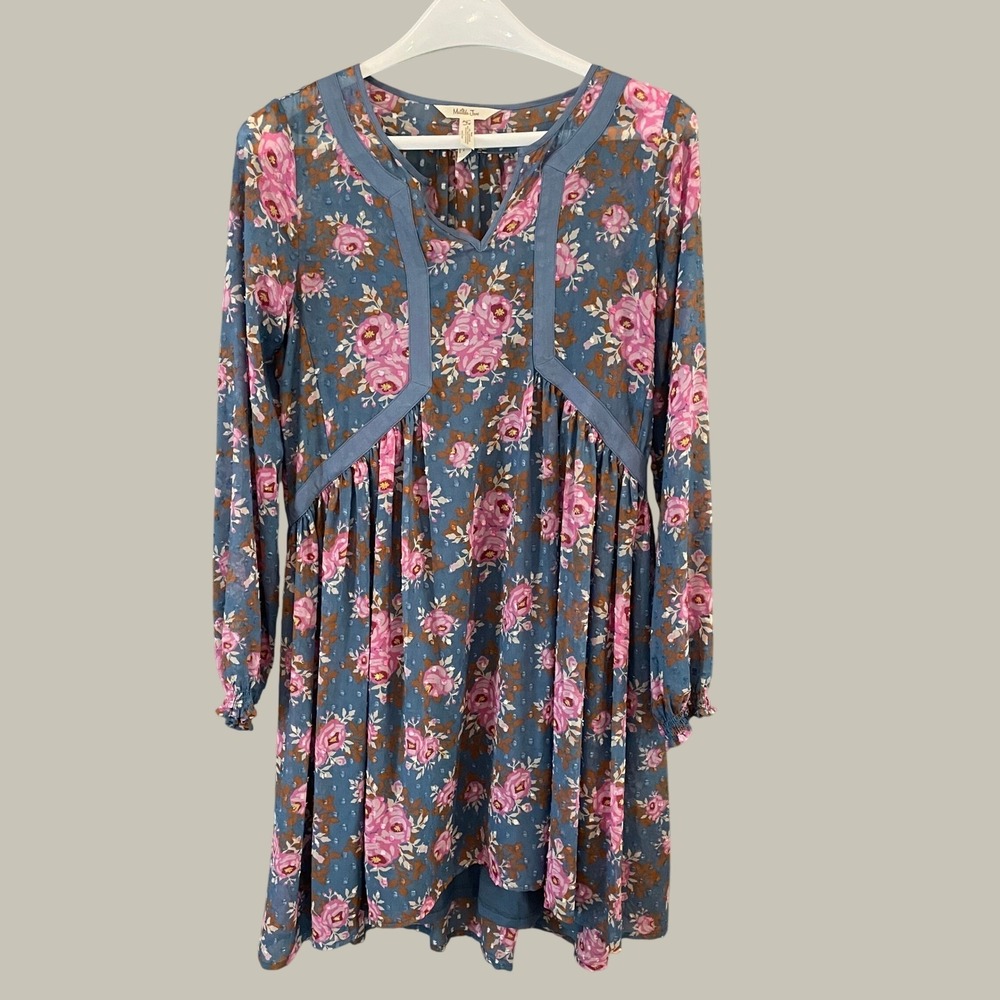 Matilda Jane To The Nines Floral Balloon Sleeve Swiss Dot Dress Size Womens S